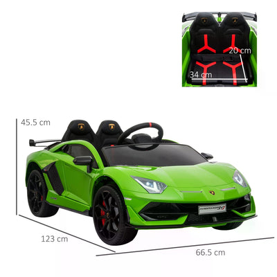 Compatible 12V Battery-powered Kids Electric Ride On Car Lamborghini Aventador Sports Racing Car Toy with Parental Remote Control Music Green-2