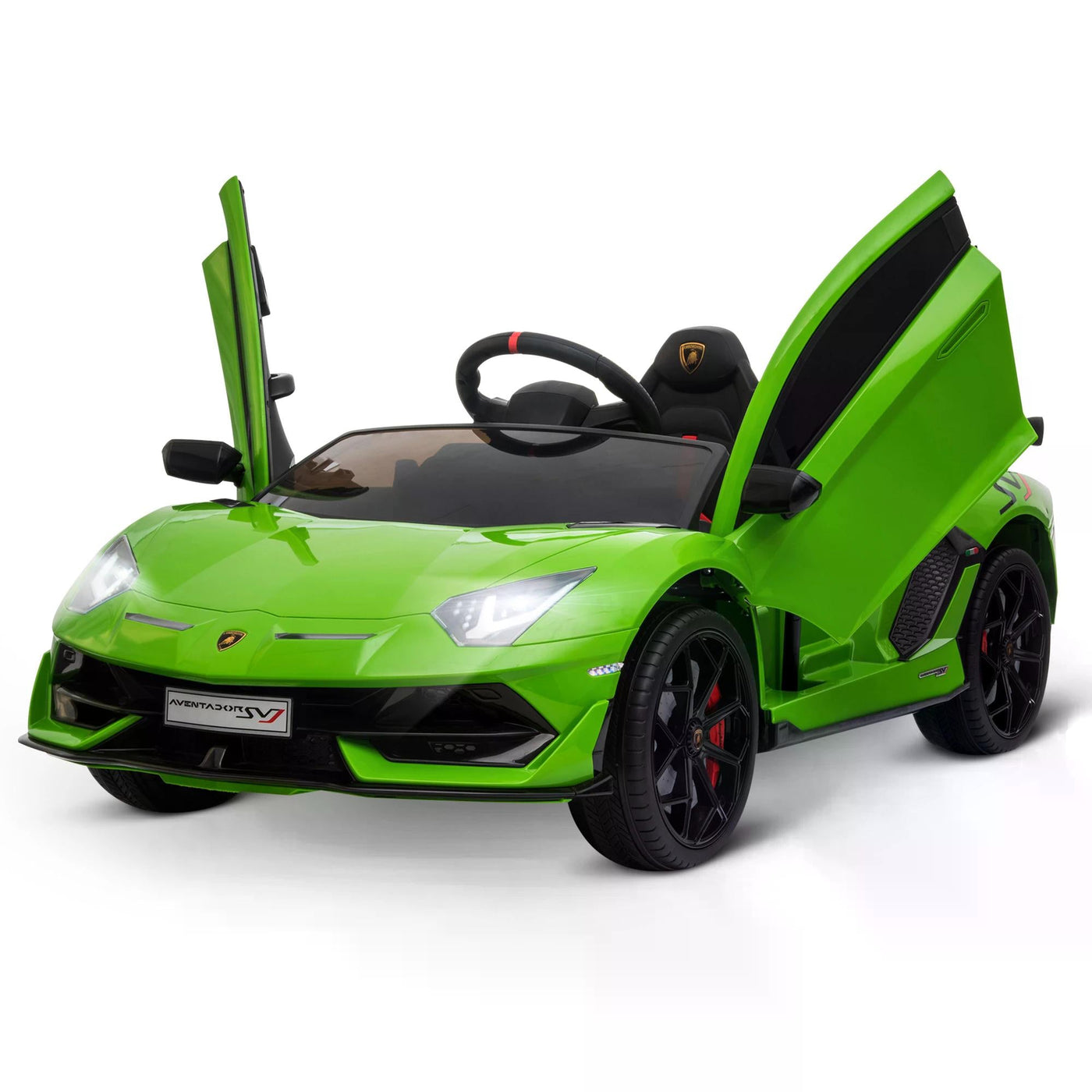 Compatible 12V Battery-powered Kids Electric Ride On Car Lamborghini Aventador Sports Racing Car Toy with Parental Remote Control Music Green-1