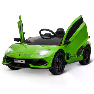 Compatible 12V Battery-powered Kids Electric Ride On Car Lamborghini Aventador Sports Racing Car Toy with Parental Remote Control Music Green-1