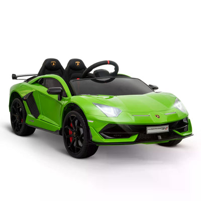 Compatible 12V Battery-powered Kids Electric Ride On Car Lamborghini Aventador Sports Racing Car Toy with Parental Remote Control Music Green-0
