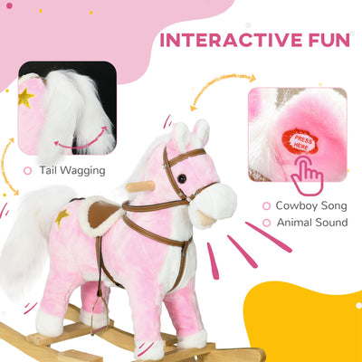 Wooden Rocking Horse with Music, Sound, Saddle for 3-6 Years | HOMCOM-2
